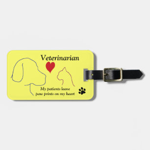 Etiqueta De Bagagem Veterinário - impressões da pata em meu coraçã