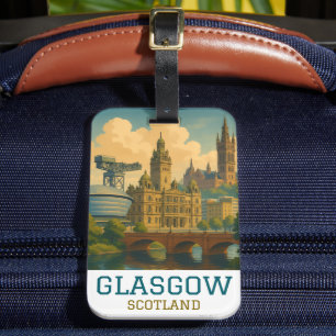 Etiqueta De Bagagem Viagem Antiga a Glasgow Escócia