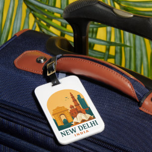 Etiqueta De Bagagem Viagem Antiga Nova Deli Índia – Retrô