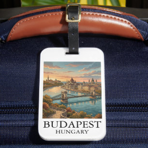 Etiqueta De Bagagem Viagem Clássica Budapeste Rio Danúbio