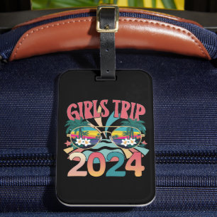 Etiqueta De Bagagem Viagem das Garotas Groovy 2024 Fim de Semana Verão