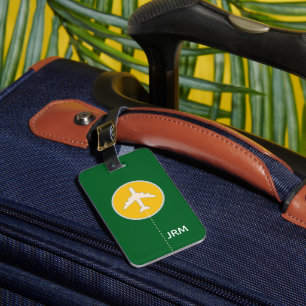 Etiqueta De Bagagem Viagem de avião verde/amarelo personalizado