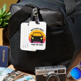 Etiqueta De Bagagem Viagem de Carro na Férias de Primavera Pôr do Sol 