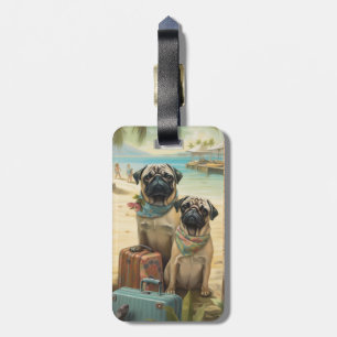 Etiqueta De Bagagem Viagem de Férias do Casal Pug