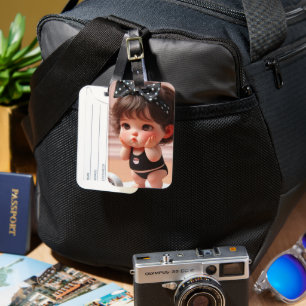 Etiqueta De Bagagem Viagem de Fita Negra Moderna para Chubby