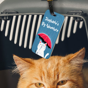 Etiqueta De Bagagem Viagem de Gato de Gato Cortado com Detalhes de Con