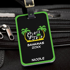 Etiqueta De Bagagem Viagem de meninas para as Bahamas Férias na ilha d