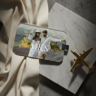 Etiqueta De Bagagem Viagem de Recém-Casados com Monograma de Foto Mode
