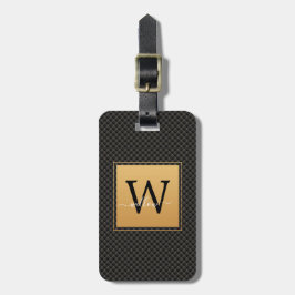 Etiqueta De Bagagem Viagem de Script Monograma Dourado Elegante
