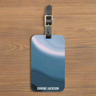Etiqueta De Bagagem Viagem de Verão, de cor azul ondulada do oceano