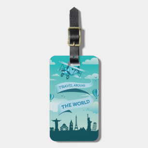 Etiqueta De Bagagem Viagem do estilo do vintage em todo o mundo