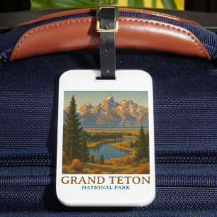 Etiqueta De Bagagem Viagem do Parque Nacional Vintage Grand Teton