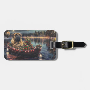 Etiqueta De Bagagem Viagem Festiva de Natal do Bullmastiff