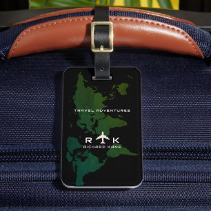 Etiqueta De Bagagem Viagem Internacional de Mapa Verde