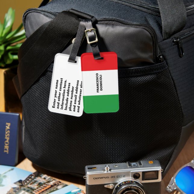Etiqueta De Bagagem Viagem para Itália Sinalizador Italiano Personaliz (Travel to Italy Italian Flag
Fully Customized Luggage Tag)
