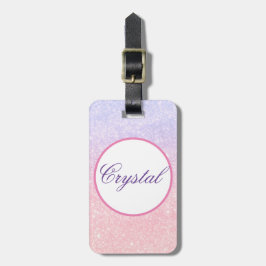 Etiqueta De Bagagem Viagem Personalizada com Nome em Brilho Rosa Fofo
