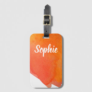 Etiqueta De Bagagem Viagem personalizada de cor d'água laranja