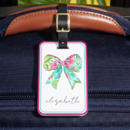 Etiqueta De Bagagem Viagem personalizado de pré-disquete rosa e Arco v