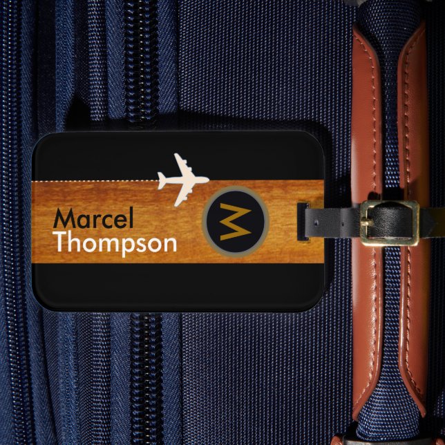 Etiqueta De Bagagem Viagem personalizado / monograma elegante (Frente Insitu 4)