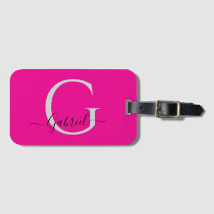 Etiqueta De Bagagem Viagem Pessoal Preto Rosa Monograma