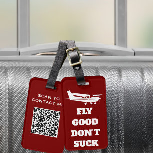 Etiqueta De Bagagem Viagem Piada Engraçada ‘Voar Bem Não Suga’ & Avião