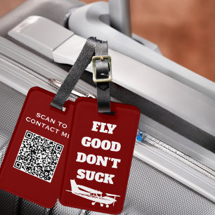 Etiqueta De Bagagem Viagem Piada engraçada "Voe bom não suque" e avião