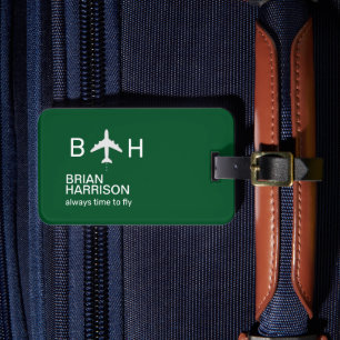 Etiqueta De Bagagem Viagem Verde de Avião sempre na hora de voar