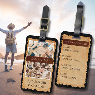 Etiqueta De Bagagem Viagens de Aventura Desgastadas em Sépia Antiga