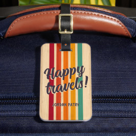 Etiqueta De Bagagem Viagens Felizes com o Nome Personalizado da Faixa 