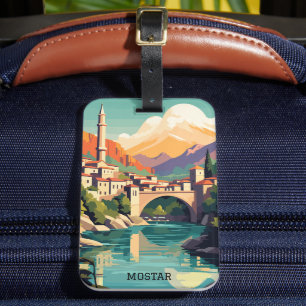 Etiqueta De Bagagem VIAGENS VINTAGE Retroativa do MOstar Bósnia Herzeg