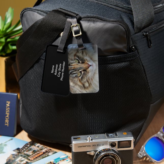 Etiqueta De Bagagem Viajar com Gato/ Amante de Gato   (Frente e verso)