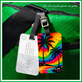 Etiqueta De Bagagem [Vibes da Praia Sul] Palmeira Tropical Colorida