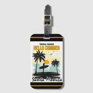 Etiqueta De Bagagem Víblias do Surf Sunset: Paisagem Tropical do Sonho