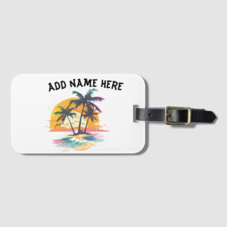Etiqueta De Bagagem Víblias Tropicais Sunset - Palm Trees & Beach Desi
