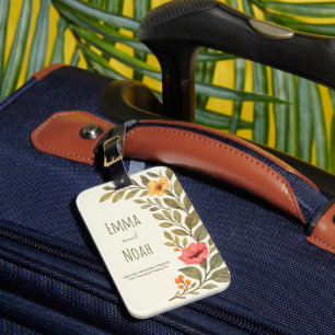 Etiqueta De Bagagem Vibrante Outono Botânico Floral Personalizado