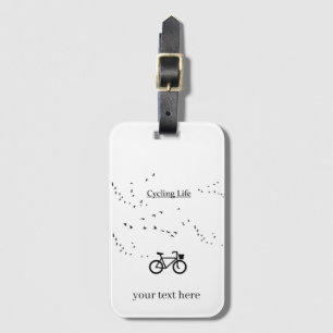 Etiqueta De Bagagem Vida de Ciclismo Livre como um Pássaro Arte Preto