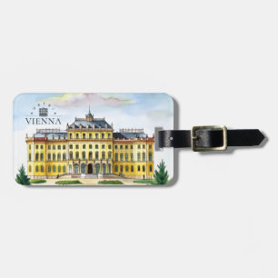 Etiqueta De Bagagem Viena Áustria Aquarela Cidade Memória de Viagem