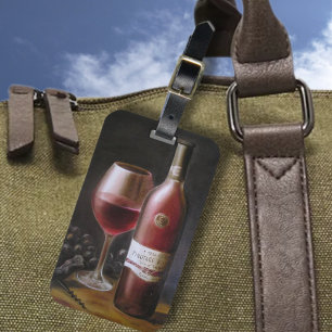 Etiqueta De Bagagem Vinho Tinto