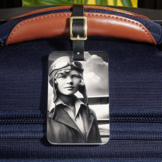Etiqueta De Bagagem Vintage Amelia Earhart Female Aviator Adventurer