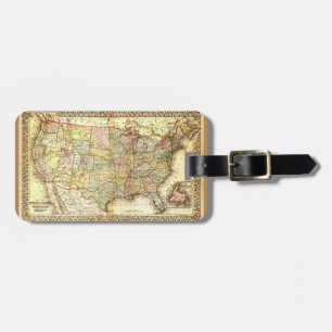 Etiqueta De Bagagem Vintage Antigo mapa geral dos EUA