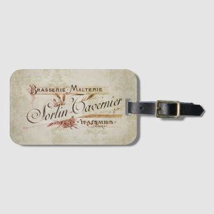 Etiqueta De Bagagem Vintage, Anúncio de cervejaria francesa