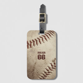 Etiqueta De Bagagem Vintage Baseball Name Number Rustic Retro