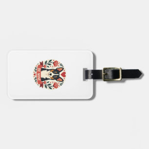 Etiqueta De Bagagem Vintage Be Mine Corgi Dia dos Namorados Floral Fol