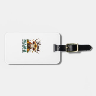 Etiqueta De Bagagem Vintage Blessed Mama Highland Cow Girassol Ocident