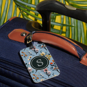 Etiqueta De Bagagem Vintage Blooms: Molho Azul Boho Floral