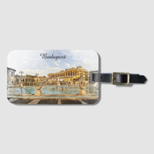 Etiqueta De Bagagem Vintage Budapest Hungria Panorama View