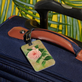 Etiqueta De Bagagem Vintage Camellia Francesa Botânica Personalizada