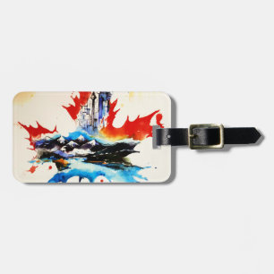 Etiqueta De Bagagem Vintage Canada Maple Leaf Viagem Love Watercolor