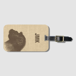 Etiqueta De Bagagem Vintage Chimpanzee Illustration Personalized