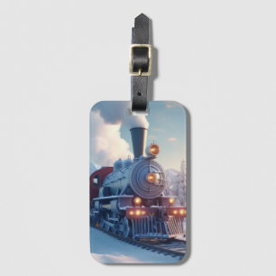 Etiqueta De Bagagem Vintage Comboio a vapor Paisagem Inverna Montanha